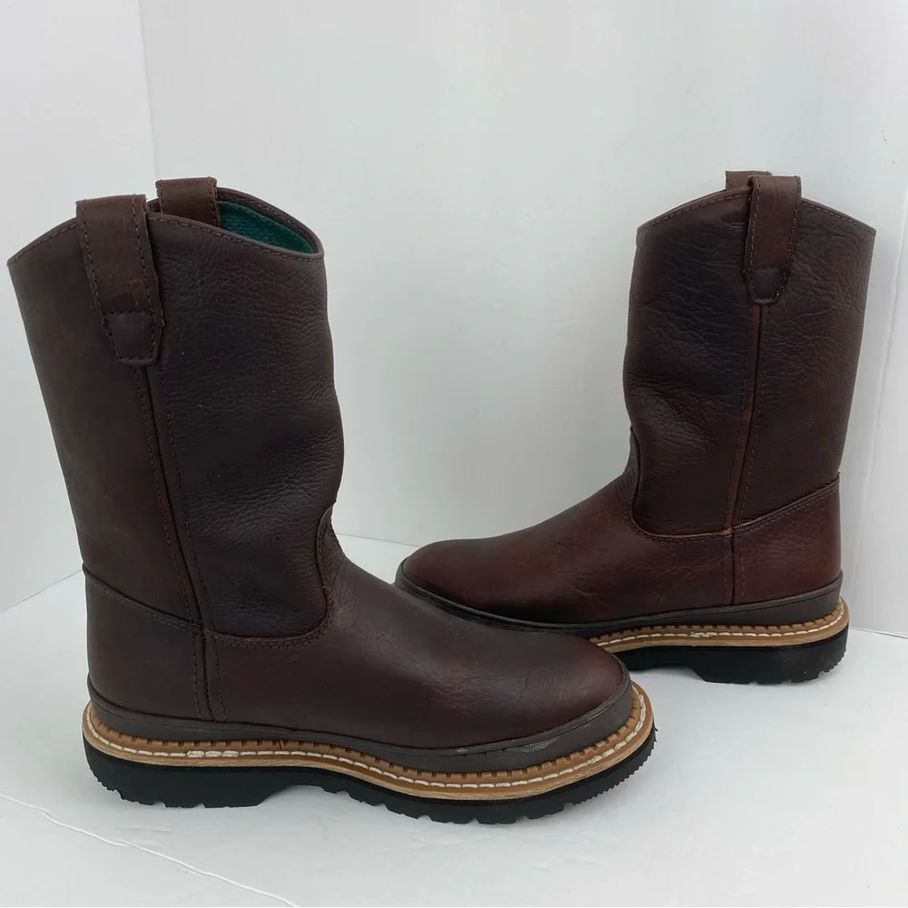 Georgia Boot Men’s Brown Leather Giant Steel Toe Pull-On Work Boots